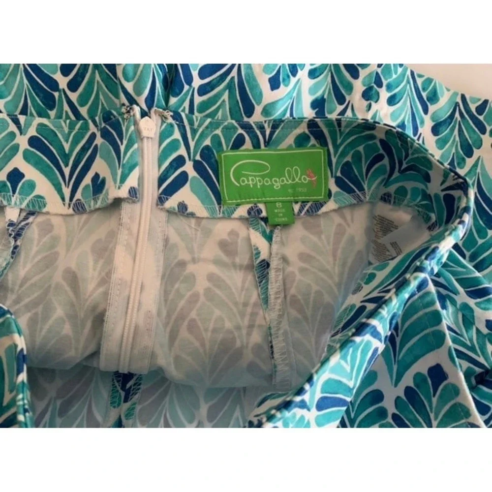 Pappagallo Women's Shorts Sz 8 Geometric‎ Print Blue Green White